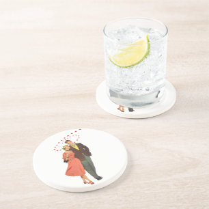 Ouderwetse Valentijnsdag, Romantische Zwevende Har Zandsteen Onderzetter