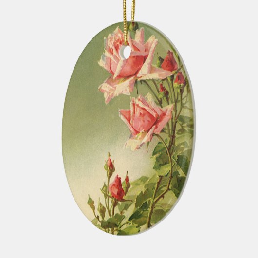 Ouderwetse Valentijnsdag Roze Victoriaanse Tuinroo Keramisch Ornament (Links)