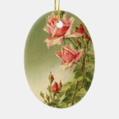 Ouderwetse Valentijnsdag Roze Victoriaanse Tuinroo Keramisch Ornament (Achterkant)