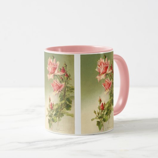 Ouderwetse Valentijnsdag Roze Victoriaanse Tuinroo Mok (Voorkant rechts)