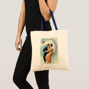 Ouderwetse Valentijnsdag Victoriaanse kus op de ma Tote Bag