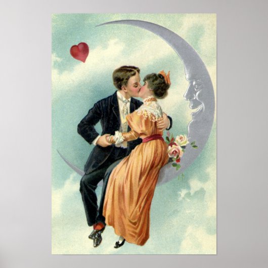 Ouderwetse Valentijnsdag Victoriaanse Liefde en Ro Poster (Voorkant)