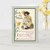 Ouderwetse verjaardagswensen vintage kaart (Gele Bloem)