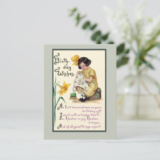 Ouderwetse verjaardagswensen vintage kaart (Staand voorkant)