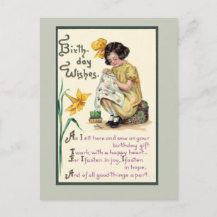 Ouderwetse verjaardagswensen vintage kaart