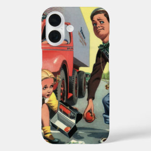 Ouderwetse verkeersbrigadier helpt meisje iPhone 16 hoesje
