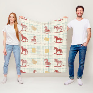 Ouderwetse versleten schommelpaardpatroon (3) fleece deken