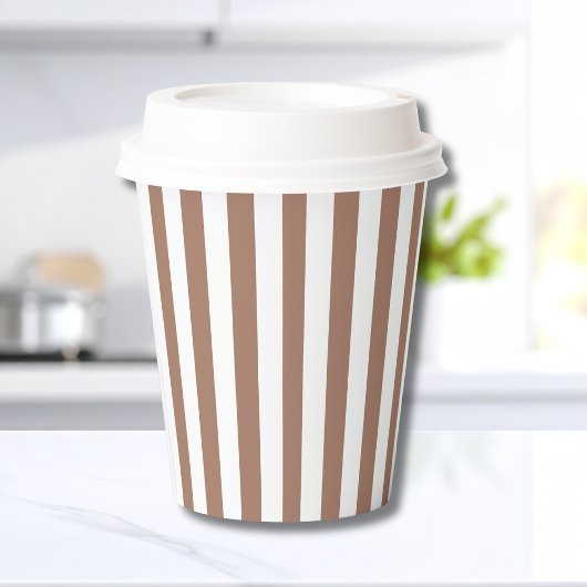 Ouderwetse verticale strepen Mocha Mousse Wit Papieren Bekers