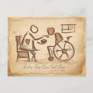 ouderwetse verzorger, verpleegassistent briefkaart