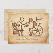  ouderwetse verzorger, verpleegassistent briefkaart (Voorkant / Achterkant)