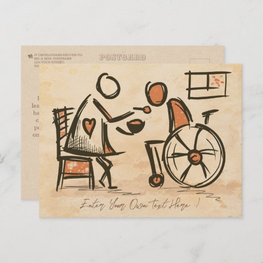  ouderwetse verzorger, verpleegassistent briefkaart (Voorkant / Achterkant)