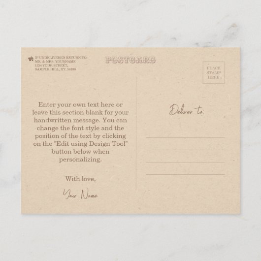 ouderwetse verzorger, verpleegassistent briefkaart (Achterkant)