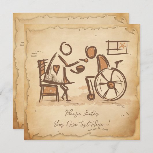  ouderwetse verzorger, verpleegassistent feestdagenkaart (Voorkant / Achterkant)