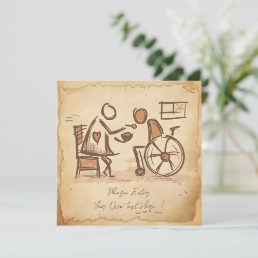  ouderwetse verzorger, verpleegassistent feestdagenkaart (Staand voorkant)