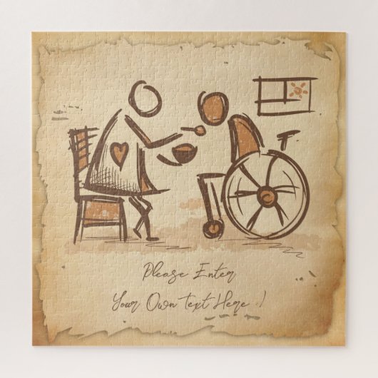  ouderwetse verzorger, verpleegassistent legpuzzel (Verticaal)