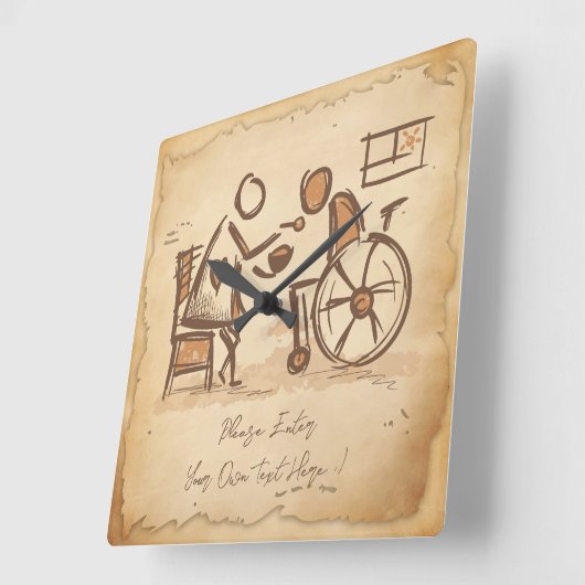 ouderwetse verzorger, verpleegassistent vierkante klok (Hoek)