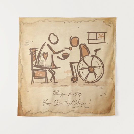  ouderwetse verzorger, verpleegassistent wandkleed (Voorkant)