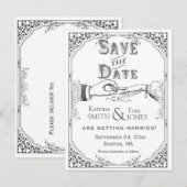Ouderwetse Victoriaans ceremonie Save the Date Aankondigingskaart (Voorkant / Achterkant)