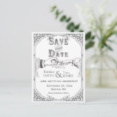 Ouderwetse Victoriaans ceremonie Save the Date Aankondigingskaart (Staand voorkant)