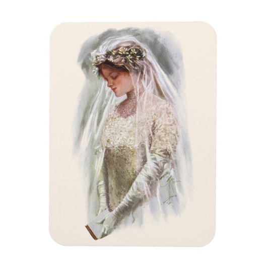 Ouderwetse Victoriaanse bruid met Bijbel Harrison  Magneet (Verticaal)