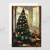 Ouderwetse Victoriaanse Kerstboom Feestdagenkaart (Voorkant / Achterkant)