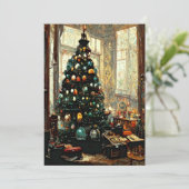 Ouderwetse Victoriaanse Kerstboom Feestdagenkaart (Staand voorkant)