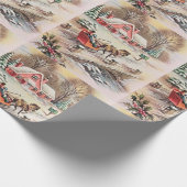 Ouderwetse Victoriaanse landelijke Kerststal met p Cadeaupapier (Hoek)