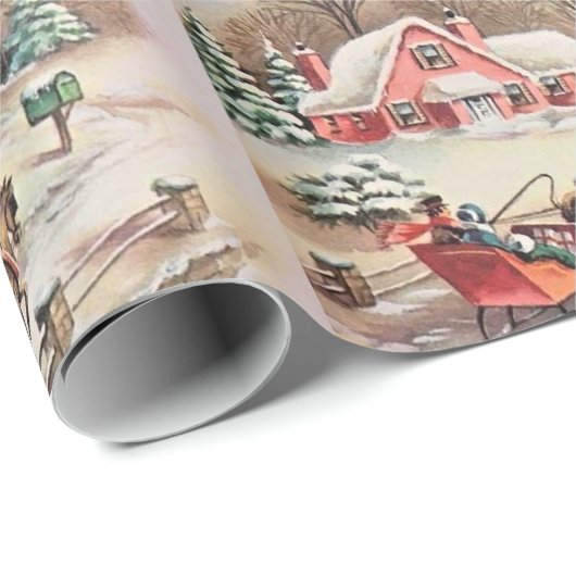 Ouderwetse Victoriaanse landelijke Kerststal met p Cadeaupapier (Rol Hoek)