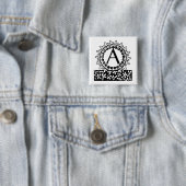Ouderwetse Victoriaanse monogram letter A Vierkante Button 5,1 Cm (In situ)