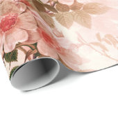 Ouderwetse Victoriaanse Roze Bloemige Elegante Chi Cadeaupapier (Rol Hoek)
