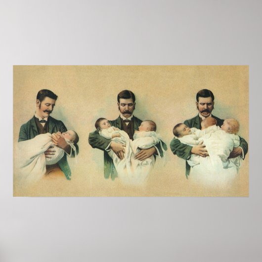 Ouderwetse Victoriaanse Vaderdag, het zijn drielin Poster (Voorkant)