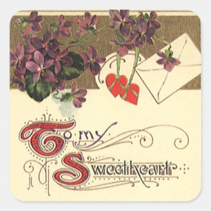 Ouderwetse victoriaanse Valentijnsdag voor mijn ge Vierkante Sticker