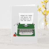 Ouderwetse vintage schrijfmachine zakelijke feestd kaart (Gele Bloem)