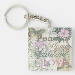Ouderwetse Vrede Thuis Mooie Liefde Sleutelhanger