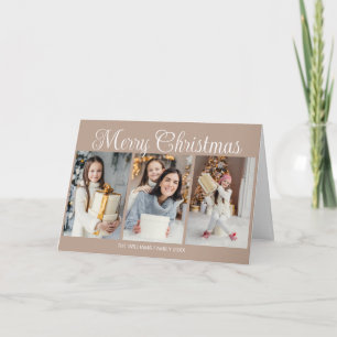 Ouderwetse vrolijke kerst foto collage tan feestdagen kaart