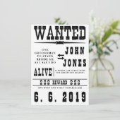 Ouderwetse Wanted Bruidsjonker Kaart Uitnodiging (Staand voorkant)