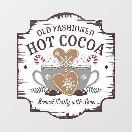 Ouderwetse warme cacao raamsticker (Vel)