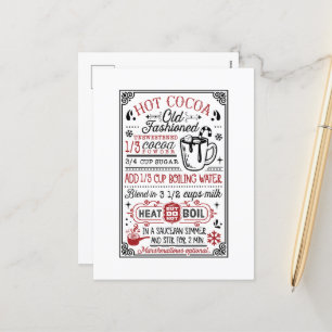 Ouderwetse warme cacao recept feestdagenkaart