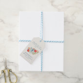 Ouderwetse waterverf blauwe rode bloem bruiloftsbo cadeaulabel (Met Touw)