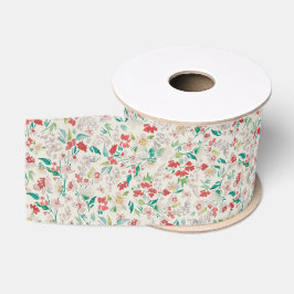 Ouderwetse waterverf bloemen Winterwei (crème) Grosgrain Lint