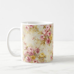 Ouderwetse waterverf bloempatroon koffiemok
