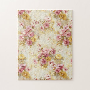 Ouderwetse waterverf bloempatroon legpuzzel