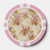 Ouderwetse waterverf bloempatroon poker chips (Voorkant)