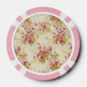 Ouderwetse waterverf bloempatroon poker chips (Achterkant)