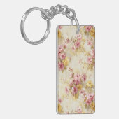 Ouderwetse waterverf bloempatroon sleutelhanger (Voorkant Links)
