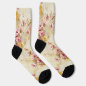 Ouderwetse waterverf bloempatroon sokken (Rechts)