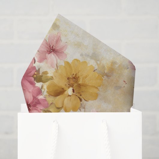Ouderwetse waterverf bloempatroon tissuepapier (Cadeauzakje)