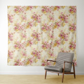 Ouderwetse waterverf bloempatroon wandkleed (In Situ (horizontaal))