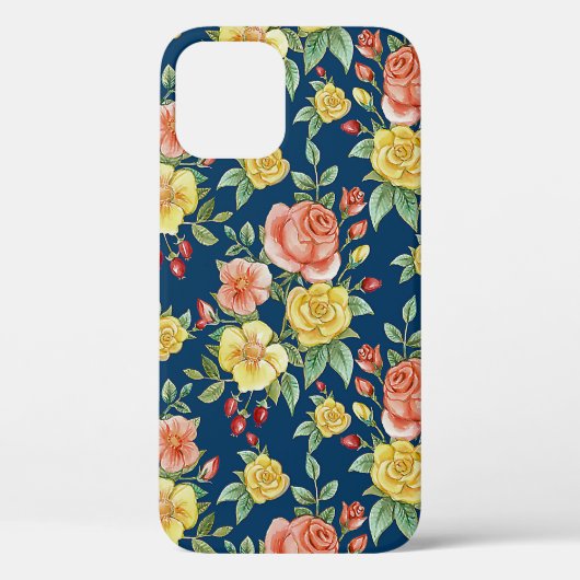 Ouderwetse waterverf bloemrozen achtergrond | Case-Mate iPhone case (Achterkant)