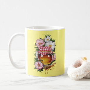 Ouderwetse waterverf honingpot bloemen nostalgie  koffiemok